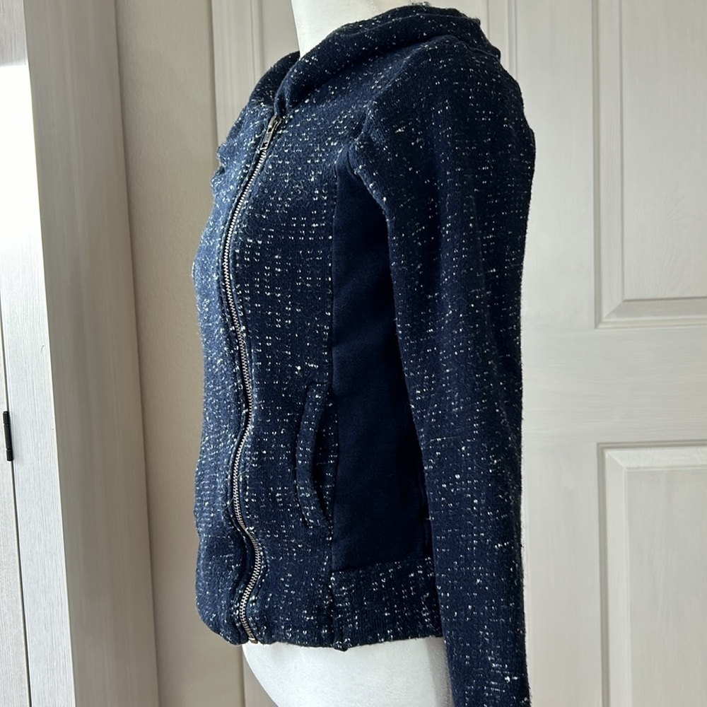 Lucky Brand Navy Blue Stretch Zip Front Hoddie/Jacket Sz S - Picture 4 of 7